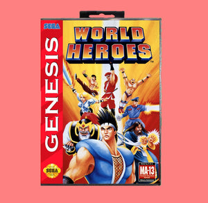 World Heroes  16 Bit MD Game card with Retail Box For Sega Genesis & Mega Drive